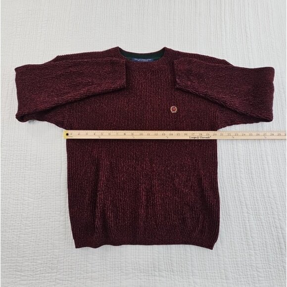 Vintage 90’s Tommy Hilfiger Sweater Men's M Red Black Chunky Knit EUC LS LN - Picture 9 of 14
